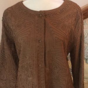 Joni B Brown Elegant Textured Button Front Jacket Size Large